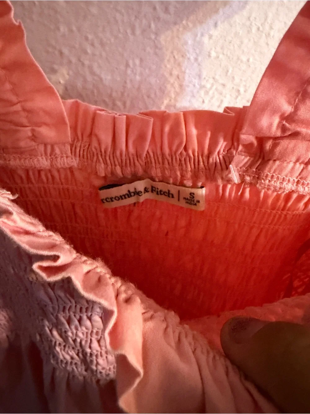 Abercrombie & Fitch Coral Pink Smocked Maxi Dress